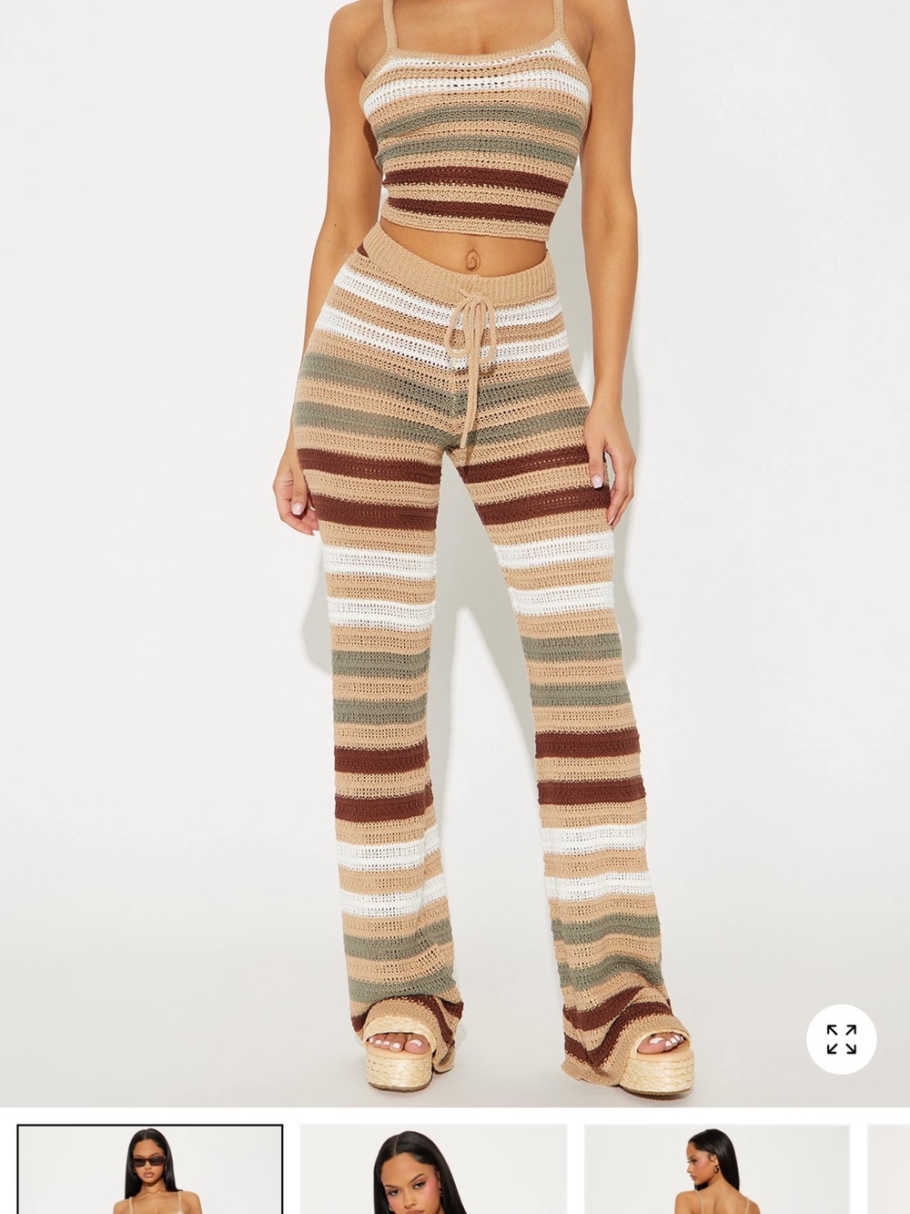 Striped Crochet Wide-Leg pants